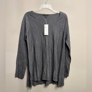 NWT Eileen Fisher Fine Tencel Alpaca Scoop Neck Ash Grey Top Size S